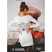 Women's V Neck Print Bodycon Cotton Dress