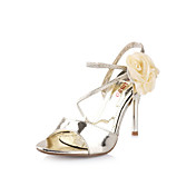 Chic Leatherette Stiletto Heel Sandals With Flower Party / Evening Shoes