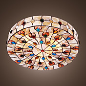 Tiffany Style Flush Mount with 4 Lights - Color Crystal Decorated