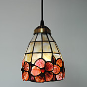 40W Tradisjonell Tiffany anheng lys med Stained Glass Skjerm i Floral Design