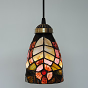 40W Naturinspirert Tiffany Enkelt anheng lys med Stained Glass Skjerm i Floral Design