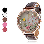 Unisex Estilo bricolaje Flor PU analógico de cuarzo reloj de pulsera (colores surtidos)