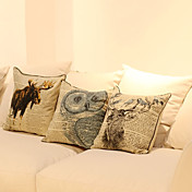 Conjunto de 3 Animal Print Algodão / Linho fronha