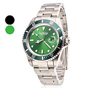 Men's Calendar Style Analog Steel Mechanical Wrist Watch (Silver)