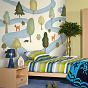 Boom en Deer Botanische Cartoon Mural