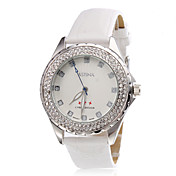 Unisex PU analogico al quarzo orologio da polso (bianco)