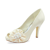 Satin Stiletto Heel Peep Toe With Imitation Pearl / Flower Wedding Shoes (More Colors)