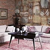 Vintage Euro Architectuur Landschap Mural