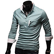 Men's Stand Solid Color Long Sleeve T-shirt