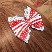 Handmade Red and White Polka Dots Cotton Bow Sweet Lolita Headpiece with Lace