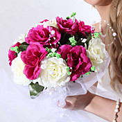 Forme Satin Jolie Ronde Avec Bouquet de mariée ruban