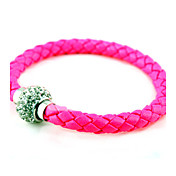 Candy Color Leather Zircon Ball Bracelet(Assorted Colors)