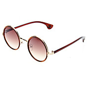 Donna Brown Gradient Lens Rosso & Oro Telaio Occhiali da sole rotondi