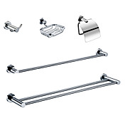 Chrome Finish Bathroom Accessory Sets (Include Robe Hooks,Soap Holders,Toilet Roll Holders,2 Towel Bars - Brass)