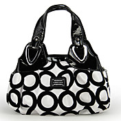 Women's Flocking Style Black Circle Handbag(31cm*10cm*20cm)