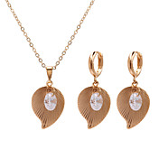 Beautiful Cubic Zirconia 14K Gold Plated Wedding Jewelry Set Including Necklace And Earrings