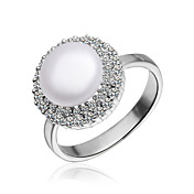 Fabulous platinert med Cubic Zirconia Pearl Ring