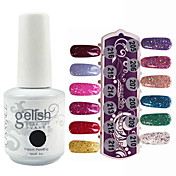 Lentejuelas 1PCS UV Gel Color Nail Polish No.205-216 Soak-off (colores surtidos, 15 ml)