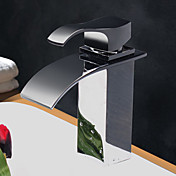 Water Fall Chrome Finish Contemporary Stainless Steel Bathroom Sink Faucet
