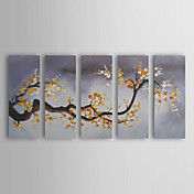Dipinti a mano pittura a olio con cornice floreale allungato - set di 5