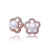 Rose Gold / Platinum Plated Blume Cut Perlen Ohrringe (mehr Farben)