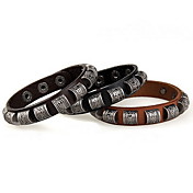 Valentines' Vintage Cow Leather Rivet Carved Bracelet