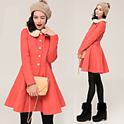 Women's Wool Blends Pleated Coat