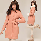 Women's Tweed Coat with Fur Collar & Cuff