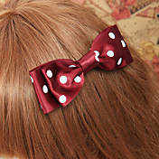 Handmade Wine Red Polka Dots Satin Little Bow Classic Lolita Headpiece