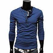 Männer Colorful Round Thin Long Sleeve T-Shirt