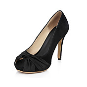 Leather Stiletto Heel Peep Toe With Ruched Party / Evening Shoes