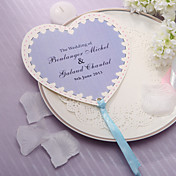 Personalized Heart Shaped Paper Hand Fan - lilac Print(Set of 12)