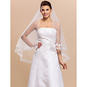 Élégant 1 Layer longueur du coude de mariage voile en dentelle Applique bord