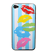 Bleu Blanc Stripe Lips Colorful Motif recto et du verso autocollant protecteur pour iPhone 4/4S