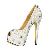 Patent Leather Og Pearl stiletto hæl Peep Toe Pumper fest / kveld sko