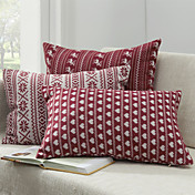 Conjunto de 3 Polyester fronha Red Knit geométricos decorativos