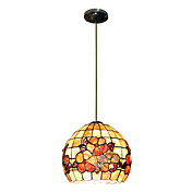 80W Kunstnerisk Tiffany anheng lys med fargerike Natur Shell Materiale Integrert Shade Down