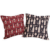 Conjunto de 2 Romance Red algodão / linho fronha decorativa Wine