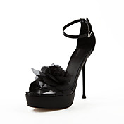 Beautiful Leather Stiletto Heel Sandals With Flower Party / Casual Shoes