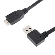 90 ° USB3.0 rialzo AM a Micro-B Cavo rotondo (nero, 0,3 m)