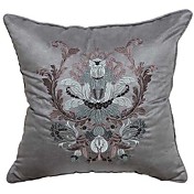 Traditional Embroidery Faux Suede Decorative Pillow Cover
