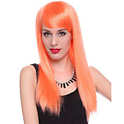 Capless sintético de alta qualidade longa reta perucas de cabelo laranja