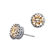 Lovely Platinum Plated Round Crystal Earrings