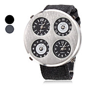 Menns Fabric Analog Multi-Movement Quartz armbåndsur (4 tidssone, assorterte farger)