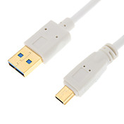 Placcato in oro Super USB3.0 ad alta velocità AM a mini Cavo rotondo 10P (bianco, 1,5 m)