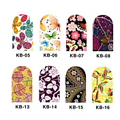 12PCS 3D Full-cubre Nail Art Stickers Cartoon Flower Series (NO.2, colores surtidos)