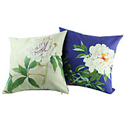 Conjunto de 2 Peony Polyester fronha decorativa