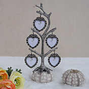 Alloy Family Tree Photo Frame With 5 Hanging Heart Shaped Frames
