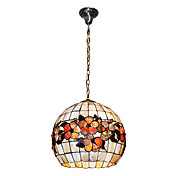 80W Vintage Tiffany Pendel med farverige Shell Materiale Integreret Globe Shade