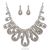 Superbe alliage et strass mariage bijoux de mariée set y compris le collier et boucles d'oreilles